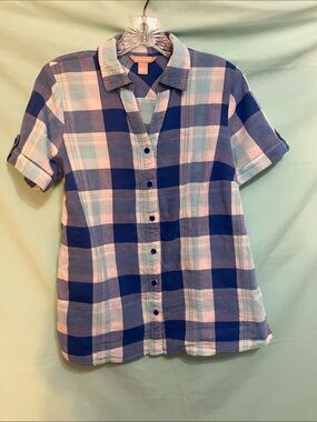 White Stag Blue & White Plaid Cotton Shirt
